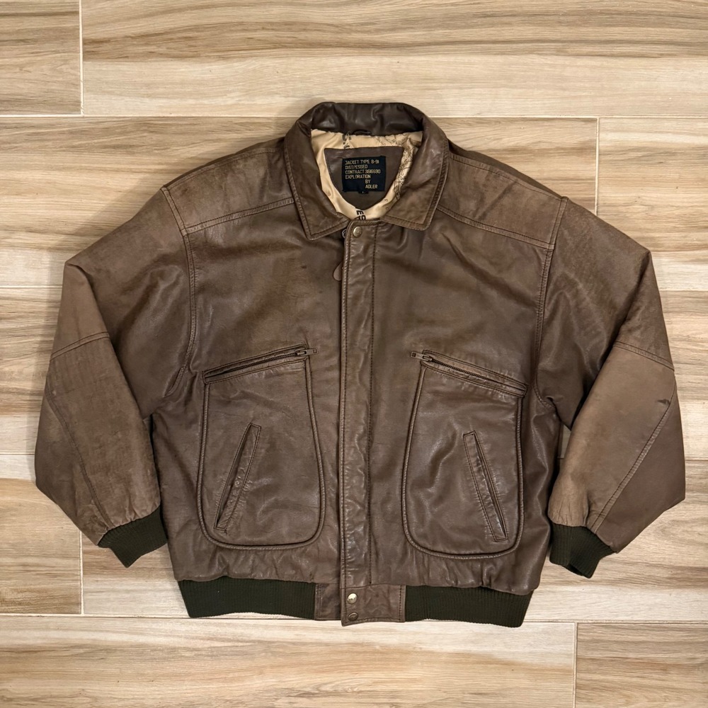 Vintage Exploration By Adler Leather Bomber Jacket Type B-91 Map Lining Large